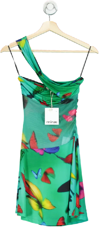 mirae Green Butterfly Asymmetric Dress UK 6