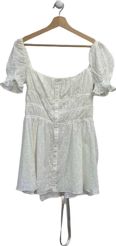 Mistress Rocks White Off-Shoulder Button-Front Dress UK S