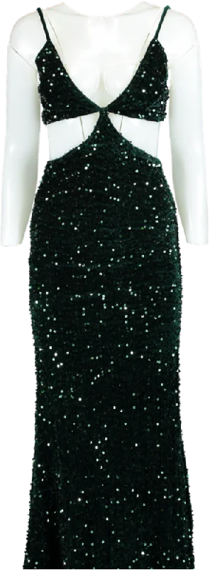 NB Luxe Green Sequined Cut-Out Dress UK XS