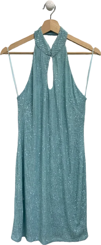 Blue Sequin Halter Neck Dress UK 14