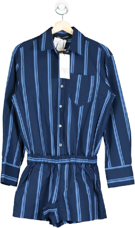 Zara Navy Striped Romper XS