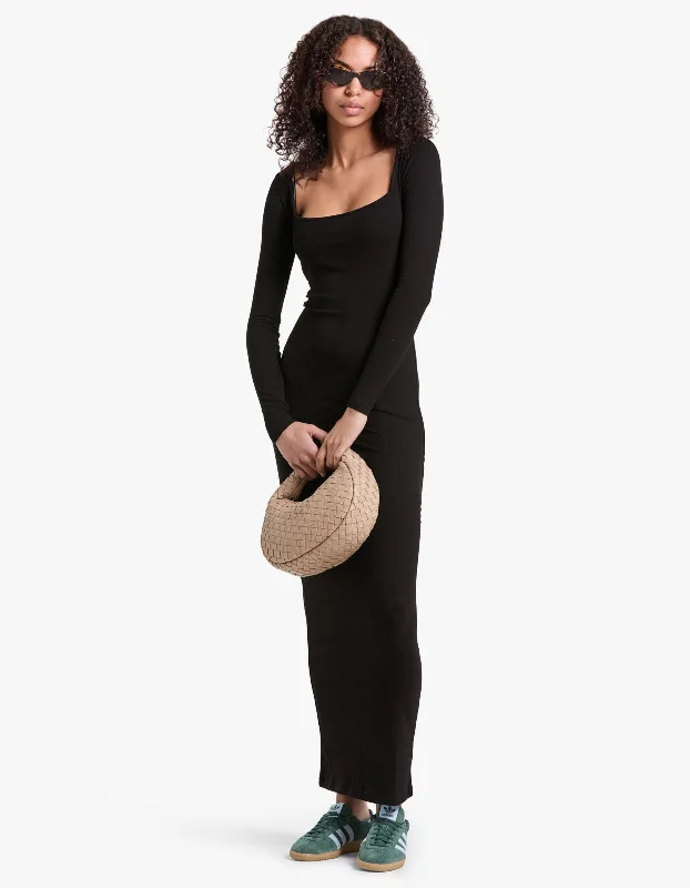 Nina Square Neck Maxi Dress - Black