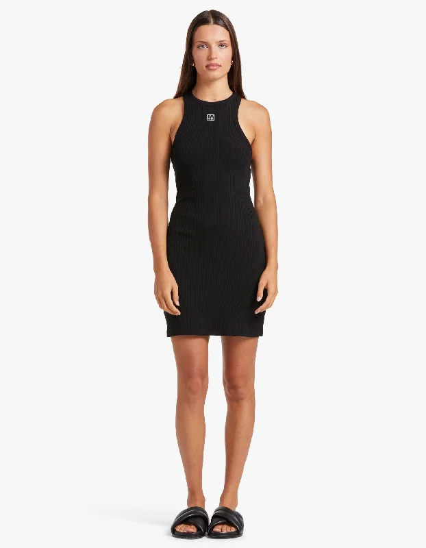 Nora Rib Mini Dress - Black