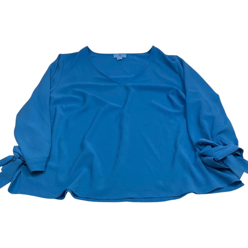 Blouse Long Sleeve By Cece In Blue, Size: 2x