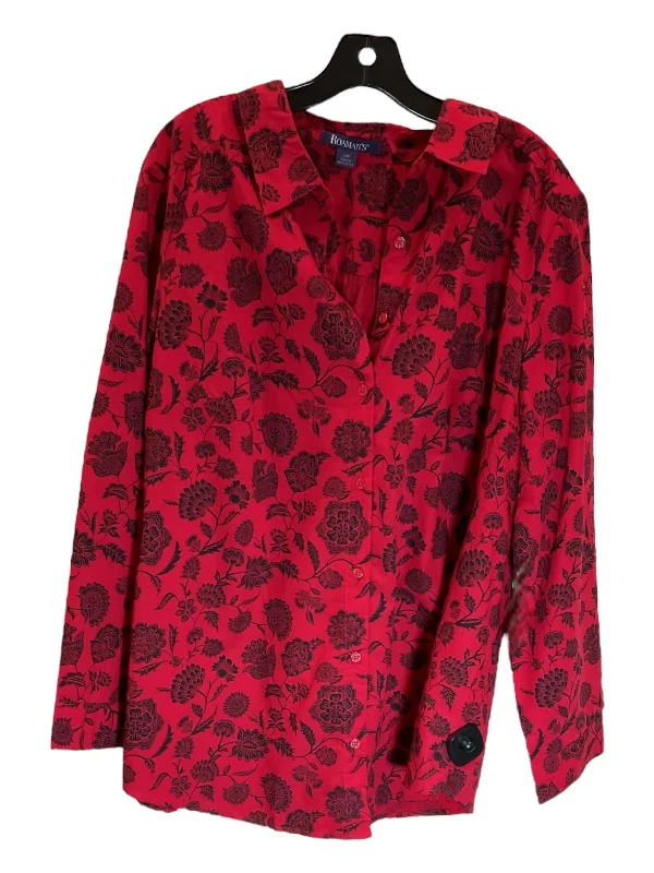 Blouse Long Sleeve By Roamans In Black & Red, Size: 3x