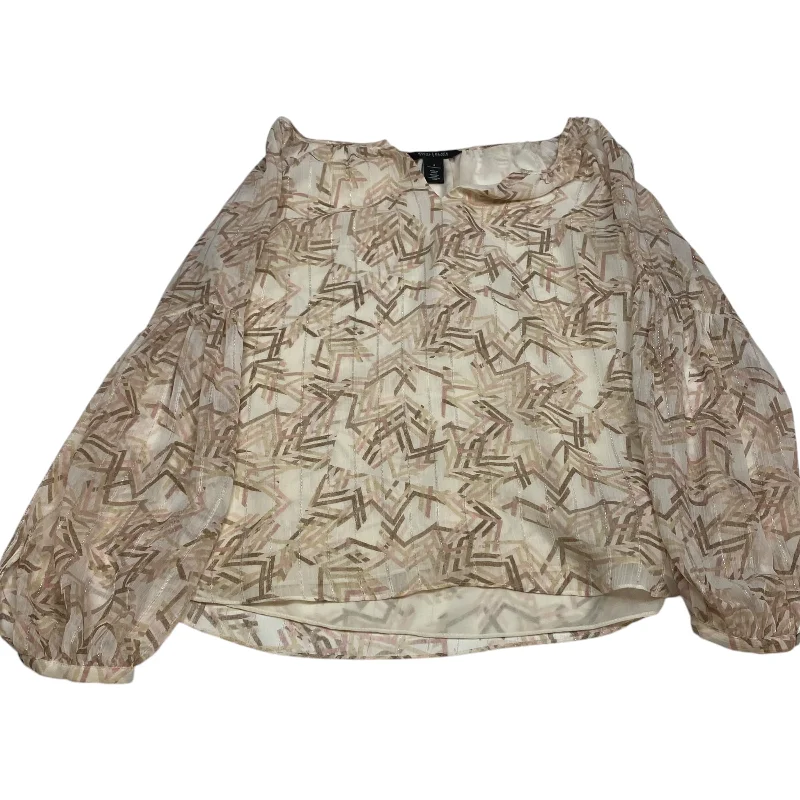 Blouse Long Sleeve By White House Black Market In Cream & Pink, Size: S