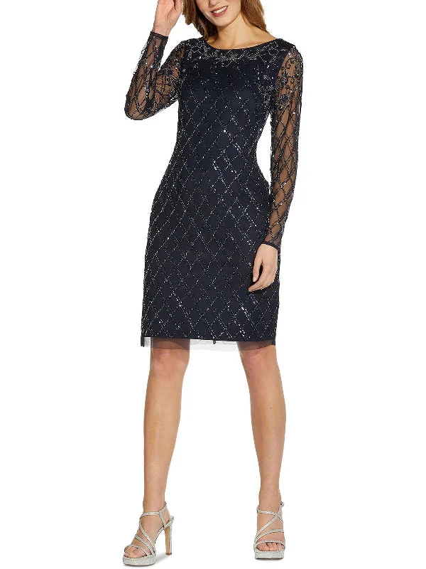 Womens Embellished Sheath Cocktail and Party Dress