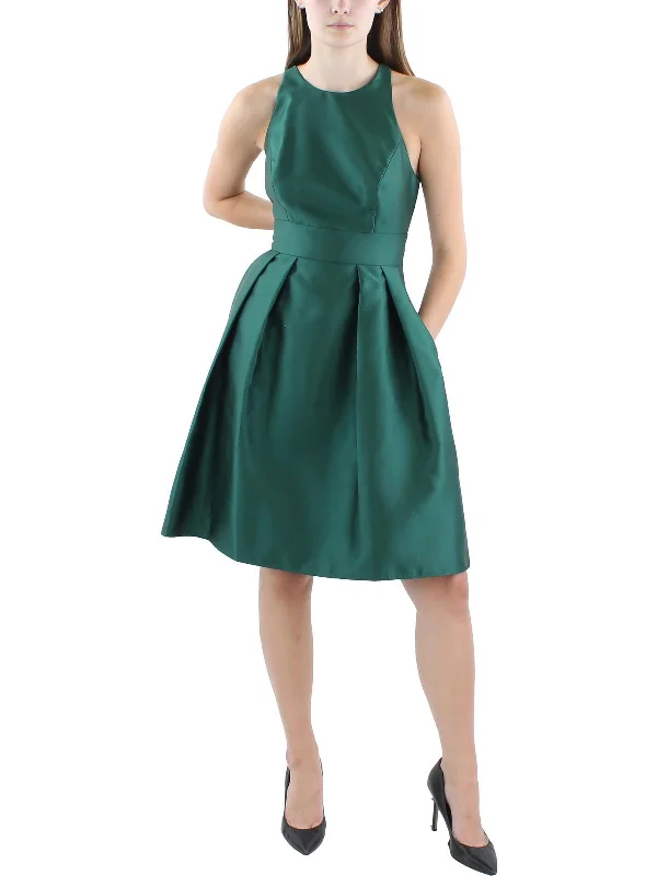 Womens Satin Knee-Length Cocktail And Party Dress