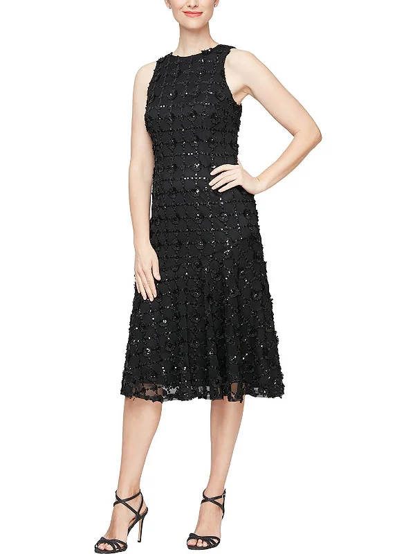 Womens Sequined Knee-Length Cocktail And Party Dress