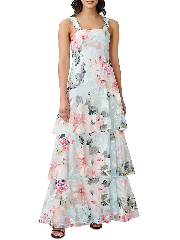 Womens Tiered A Line Cocktail And Party Dress