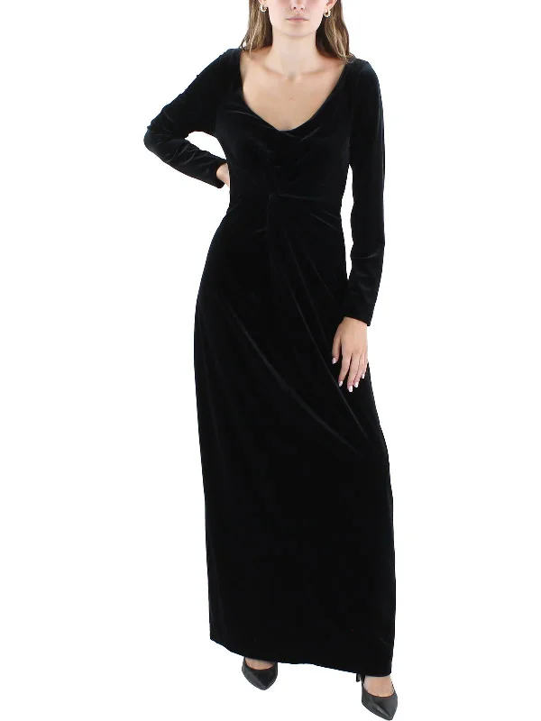 Womens Velvet Twist front Cocktail And Party Dress