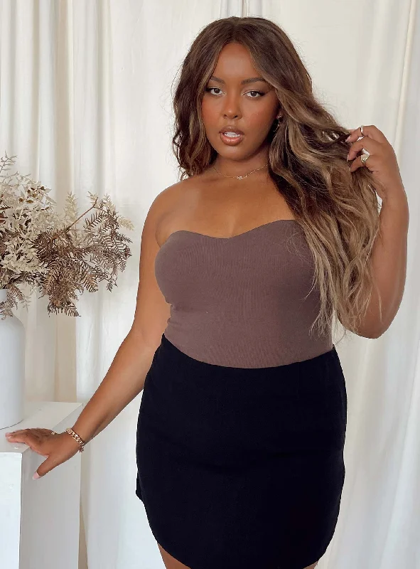 Aston Strapless Bodysuit Brown Curve