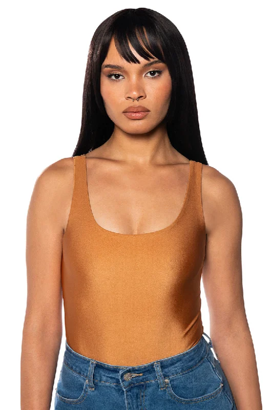 PAXTON SAMI SCOOP SLEEVELESS BODYSUIT IN RUST