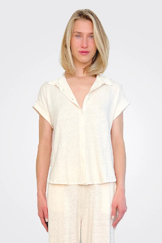 Short Sleeve Button Down Shirt - Ivory