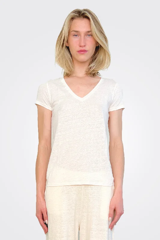 V Neck Tee - Cream