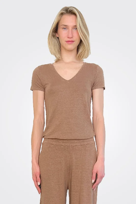 V Neck Tee - Mocha