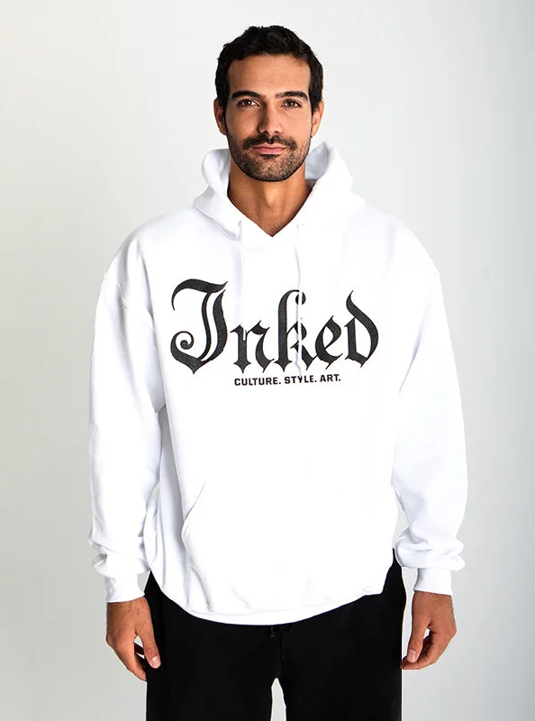 Unisex Inked Mag Logo Hoodie - White