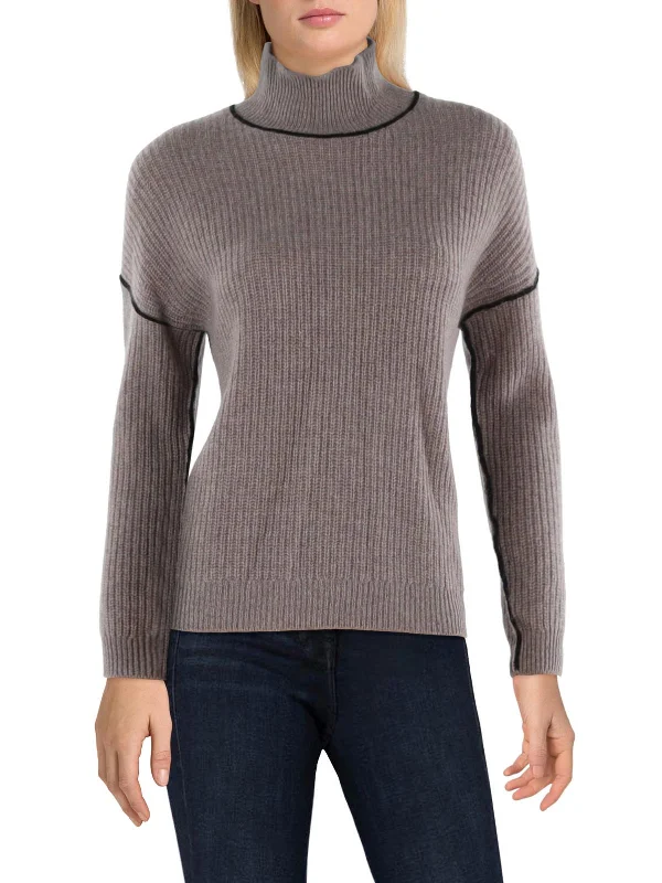 Womens Cashmere Ribbed Pullover Sweater