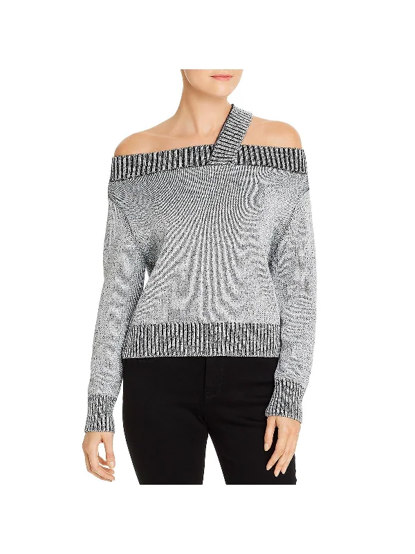 Womens Ribbed Metallic Sweater