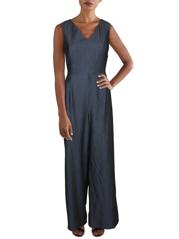 Womens V Neck Open Back Jumpsuit