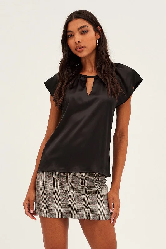 Black Workwear Bell Sleeve Top