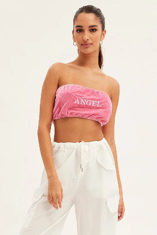 Pink Velvet Bandeau Top