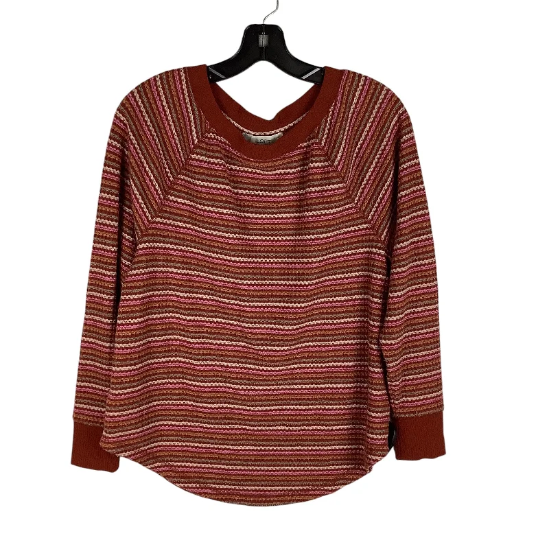 Top Long Sleeve By Loft In Striped Pattern, Size: M