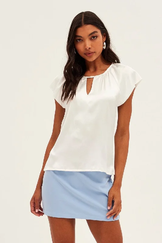 White Workwear Bell Sleeve Top