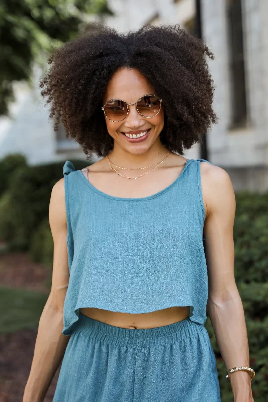 FINAL SALE - Vacay Bound Teal Tank - DU DEAL