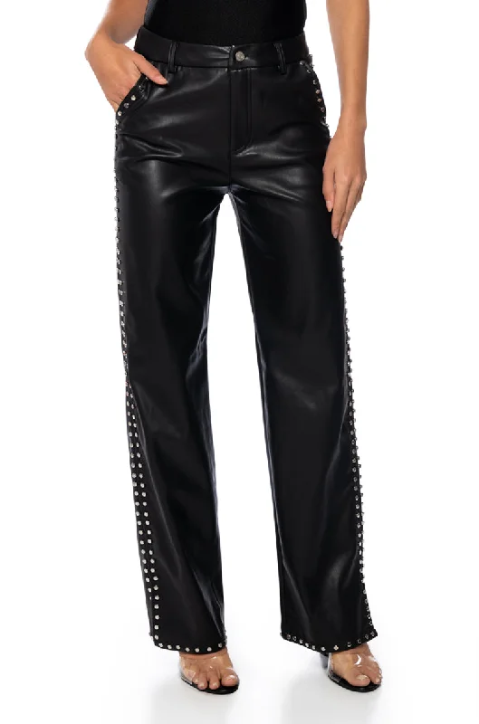 ALWAYS ON TIME FAUX LEATHER WIDE LEG PANT