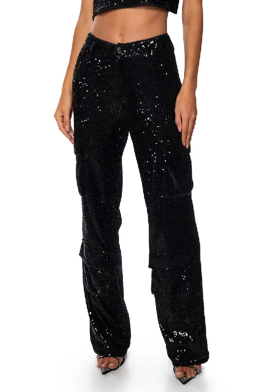 NIGHT OF NIGHTS SEQUIN CARGO PANT