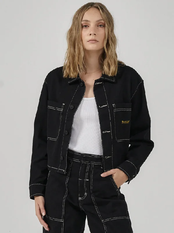 Union Crop Overshirt - Black