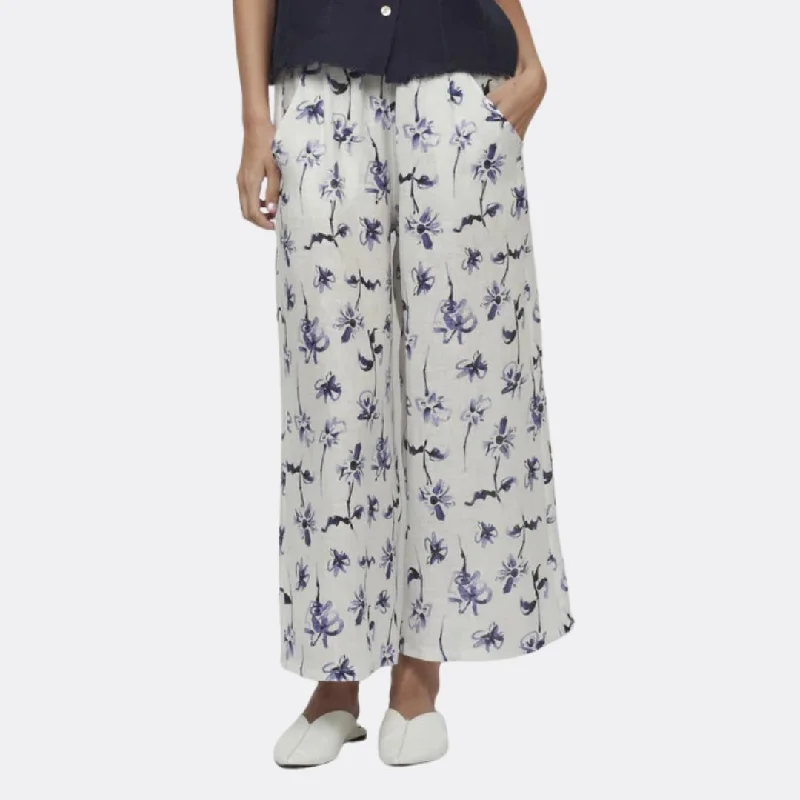 Cropped Linen Pants (Lilac Mix Digital Floral Print)