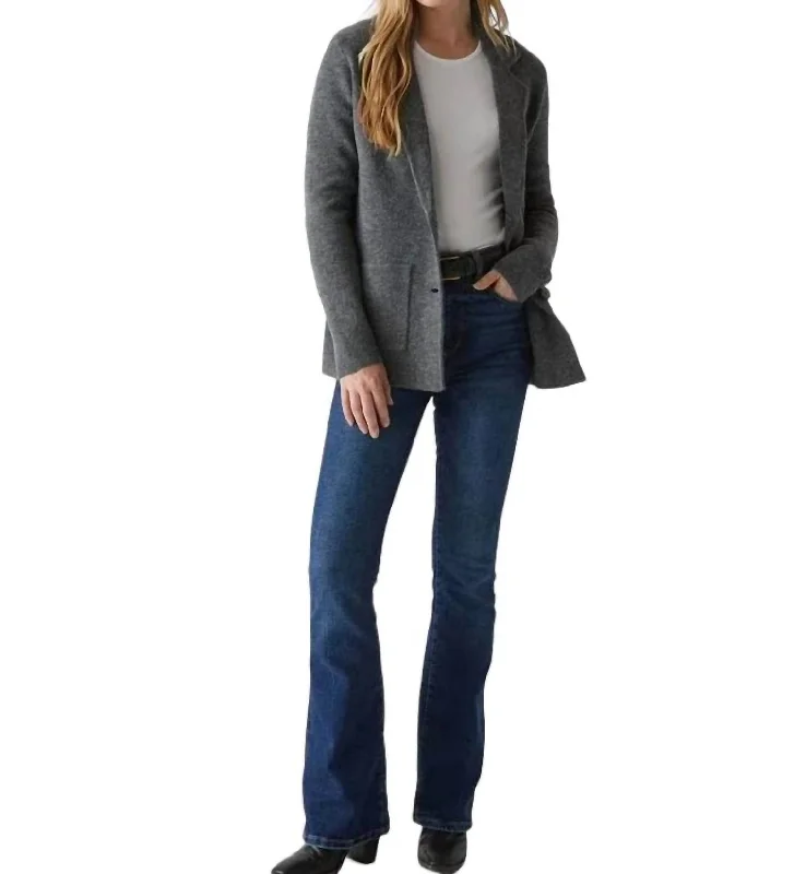 Diana Compact Knit Blazer In Charcoal