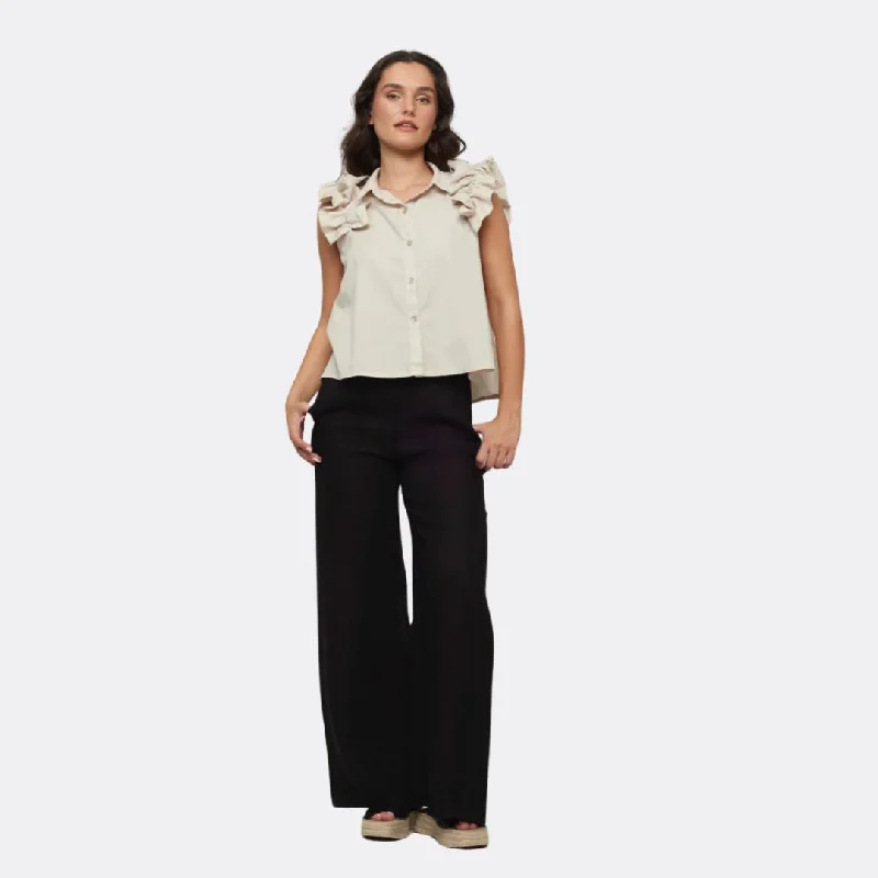 High Waisted Linen Pant (Black)