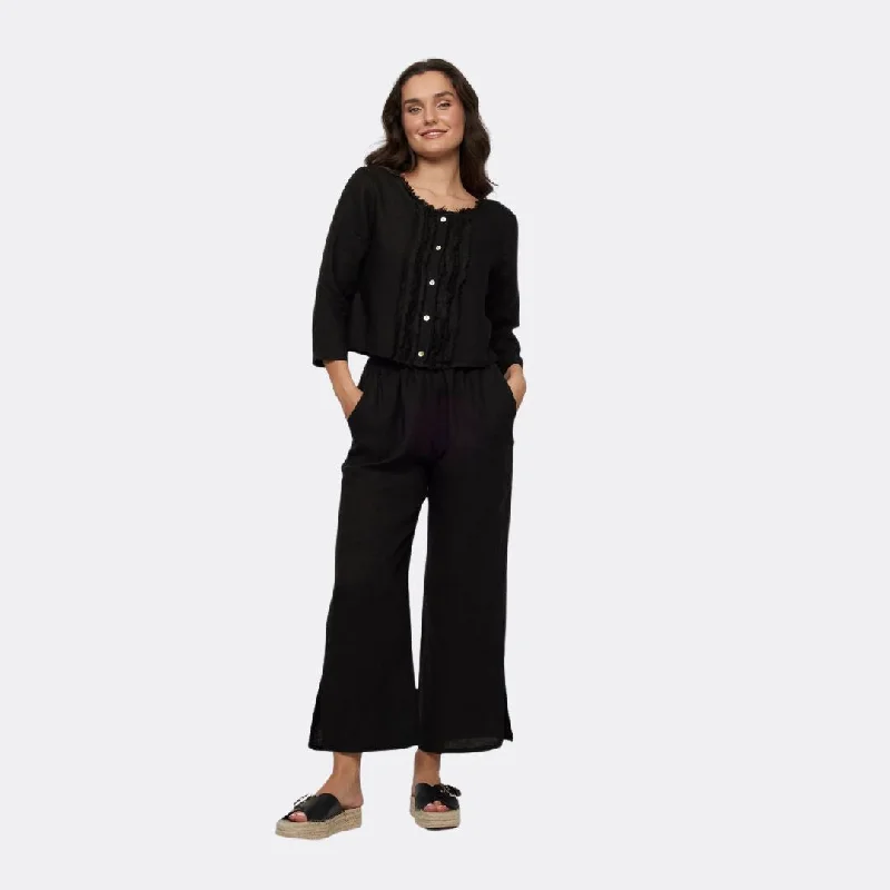 Linen Split Leg Pant (Black)