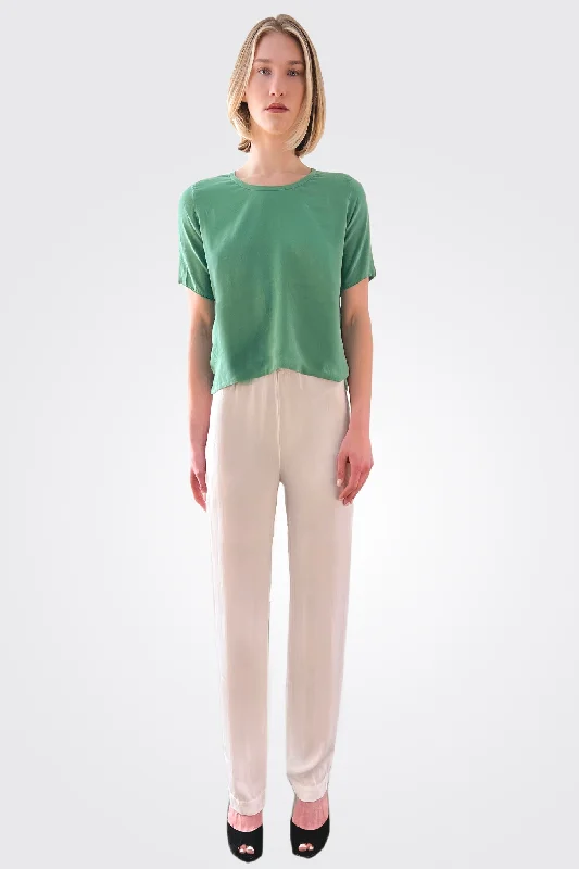 Silk Tapered Trousers - White