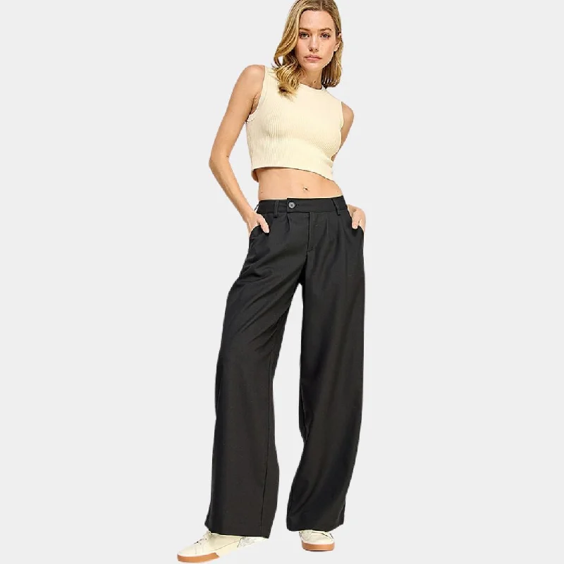 Wide Leg Dress Pants (Black)