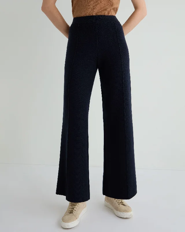 Women's Double Face Trousers Navy Blue