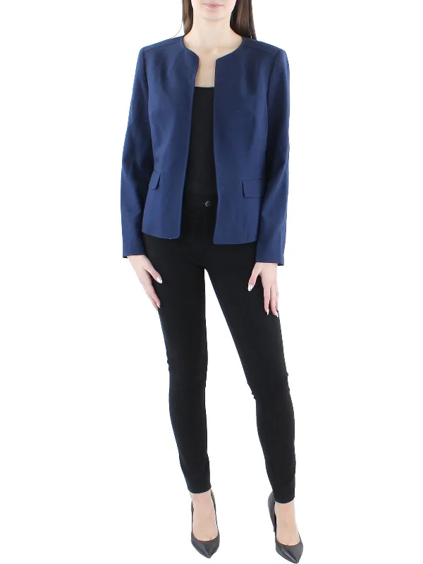 Womens Knit Long Sleeves Open-Front Blazer