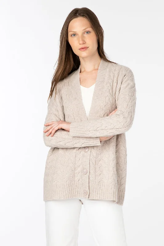 Kinross Cashmere Cable Boyfriend Cardigan