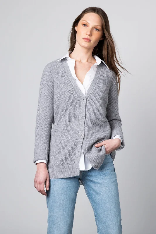 Kinross Cashmere Cable Slv Button Cardigan